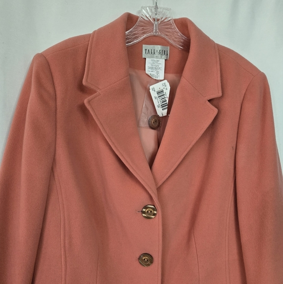 Tall Girl NWT Wool Blend Coral Lined Button Front Classic Blazer Plus Size 16 - Picture 3 of 6